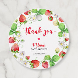 Strawberry Baby Shower Thank You Gåvor Etiketter