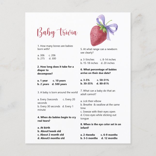 Strawberry Baby Trivia | Barnstödsspel (Framsida)