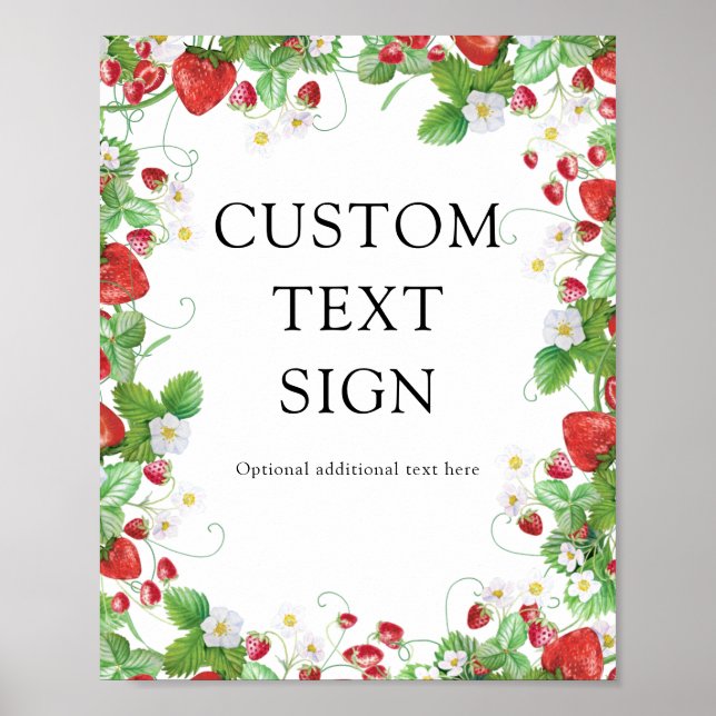 Strawberry Berry Sweet | Anpassningsbar Text Baby  Poster (Framsidan)
