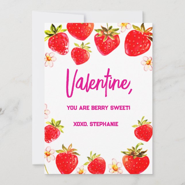 Strawberry Berry Sweet Barn Valentine Dag Inbjudningar (Framsida)