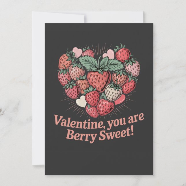 Strawberry Berry Sweet Kids Valentines Day Julkort (Framsida)