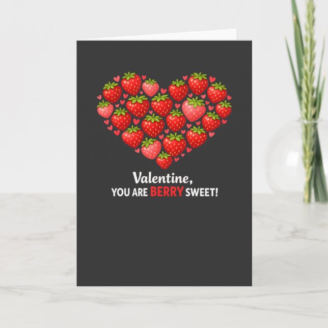 Strawberry Berry Sweet Kids Valentines Day Kort (Framsida)
