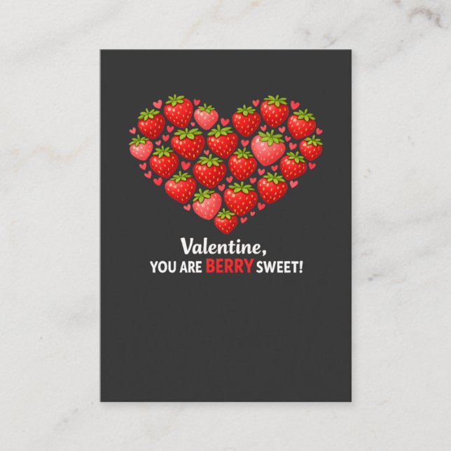 Strawberry Berry Sweet Kids Valentines Day Visitkort (Framsida)