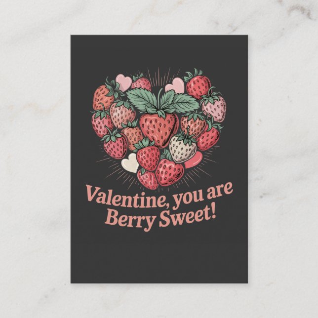 Strawberry Berry Sweet Kids Valentines Day Visitkort (Framsida)