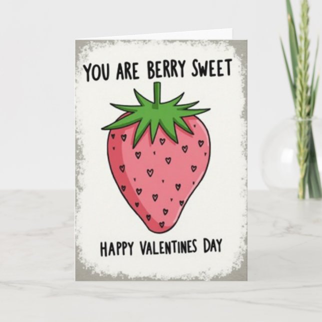 Strawberry Berry Sweet Valentines Card Kort (Framsida)