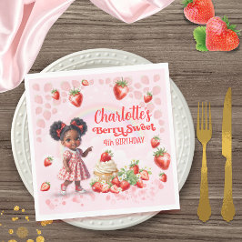 Strawberry Birthday, Afro Baby Berry Birthday Pappersservett