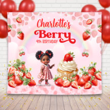 Strawberry Birthday Backdrop, Berry Birthday