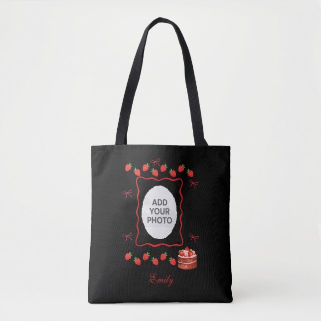 Strawberry Birthday Tote Bag Gift Tygkasse (Framsida)