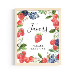 Strawberry Blueberry Favors - Please Take One Sign Poster