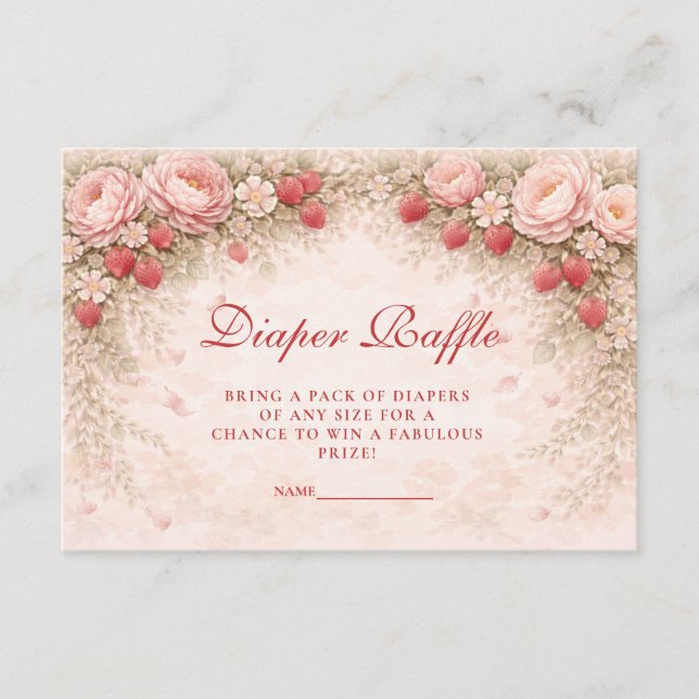 Strawberry Blush Floral Diapper Raffle Tilläggskort (Framsida)
