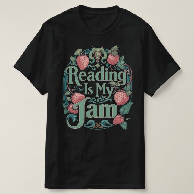 Strawberry Book Lover Tee – Reading Is My Jam (Design framsida)