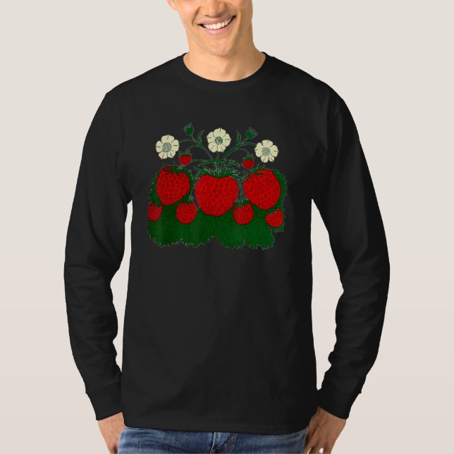 Strawberry Botanical Illustration Fruit vintage T Shirt (Framsida)