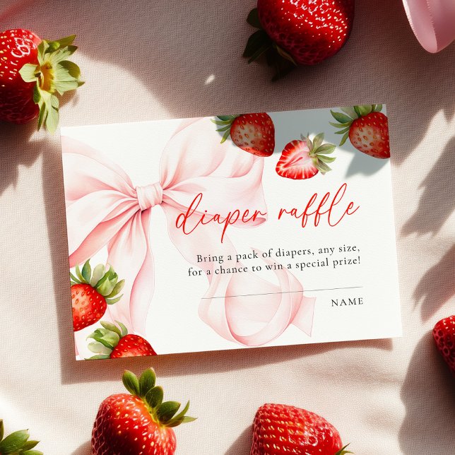 Strawberry Bow Baby Shower Diaper Raffle Tilläggskort (Skapare uppladdad)