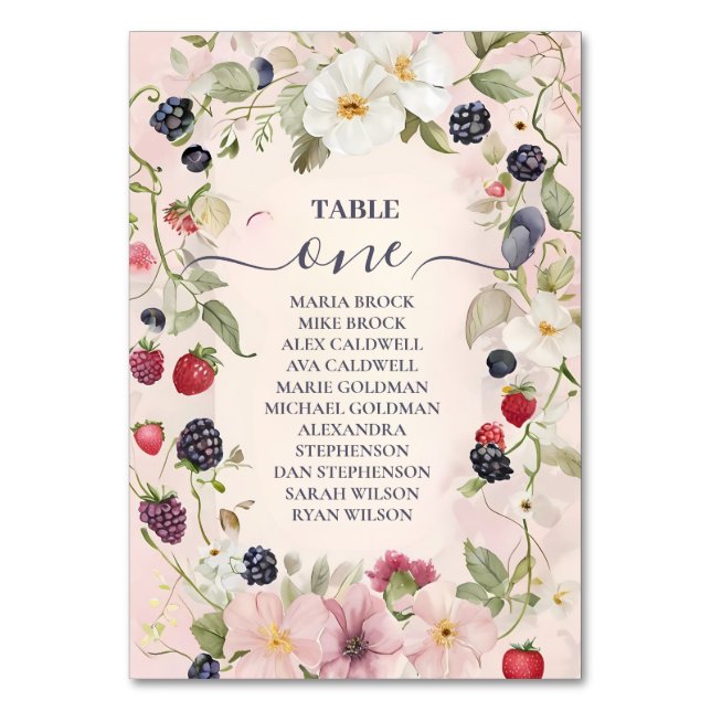 Strawberry Bow Bridal Shower Bordsnummer (Framsidan)