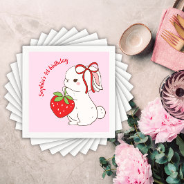 Strawberry Bunny Pink Birthday Pappersservett
