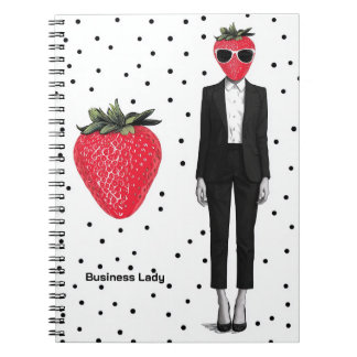 Strawberry Business Lady Notebook – Cute Fashion F Anteckningsbok
