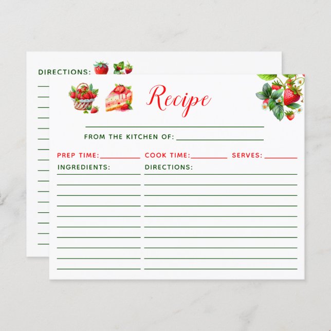 Strawberry Cake Recipe (Fram/baksida)