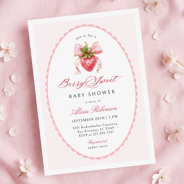 Strawberry Coquette Baby Shower Invitation Inbjudningar (Skapare uppladdad)