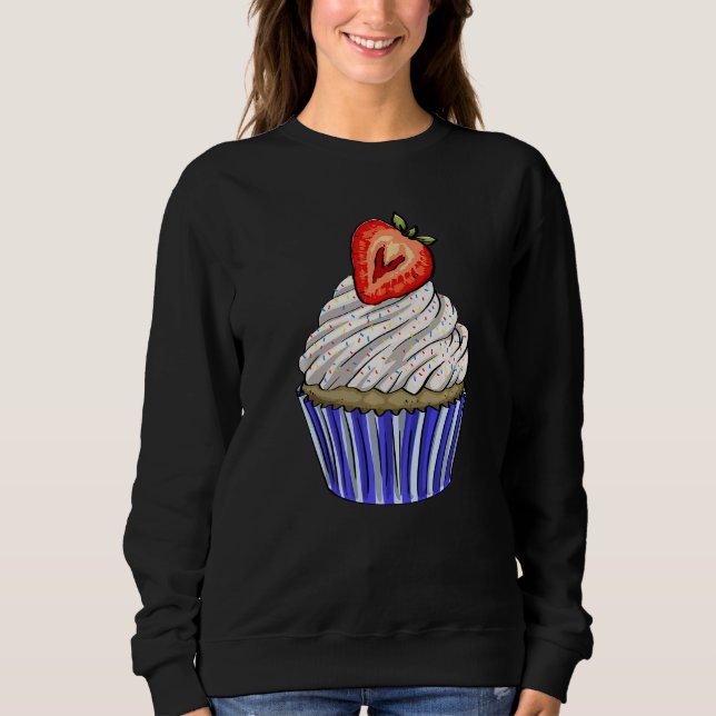 Strawberry Cup Cakes Plain  Women Baking Muffins L T Shirt (Framsida)