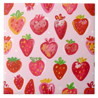 Strawberry Delight Pattern Kakelplatta