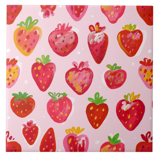 Strawberry Delight Pattern Kakelplatta (Framsidan)