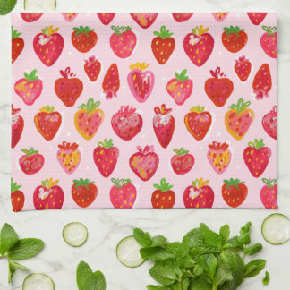 Strawberry Delight Pattern Kökshandduk