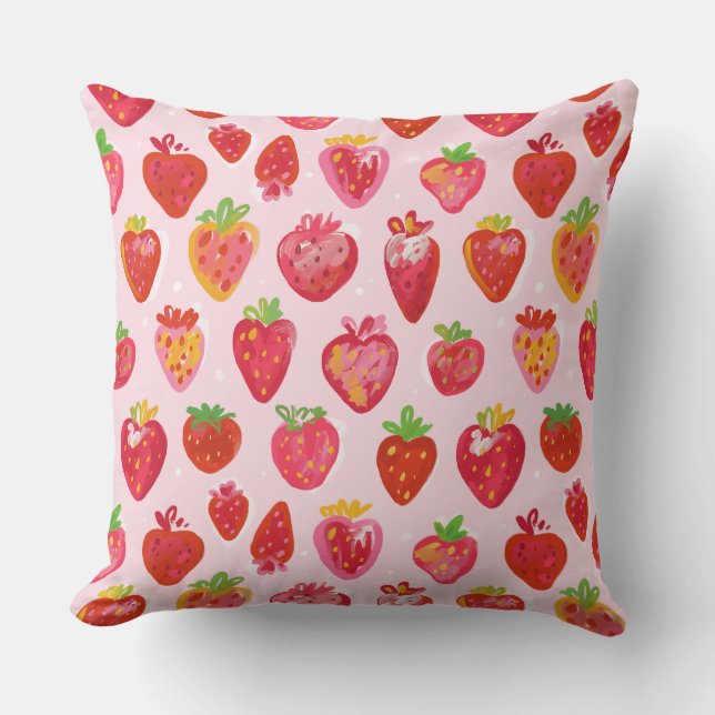 Strawberry Delight Pattern Kudde (Framsida)