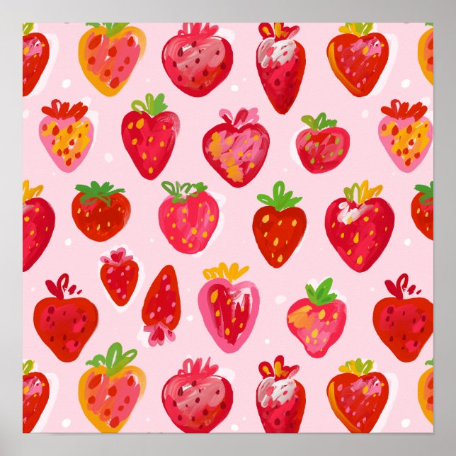 Strawberry Delight Pattern Poster (Framsidan)