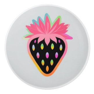Strawberry Door Pull in Neon and Black Knopp