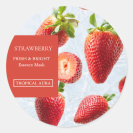Strawberry Facial Mask Label Runt Klistermärke