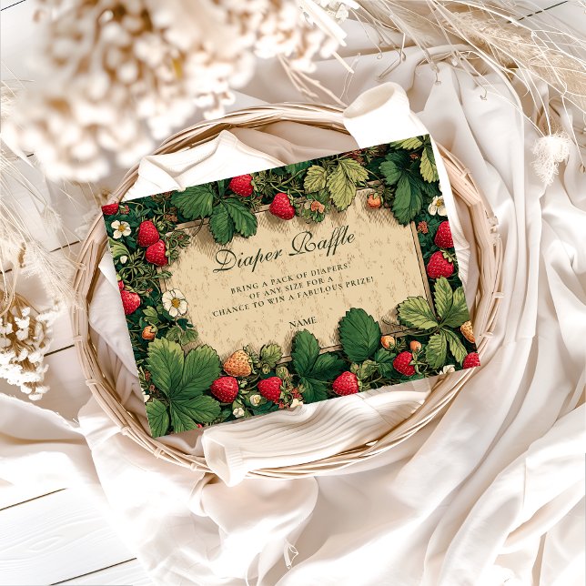 Strawberry Fairytale Baby Shower Diapper Raffle  Tilläggskort (Skapare uppladdad)