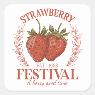 Strawberry Festival Fyrkantigt Klistermärke