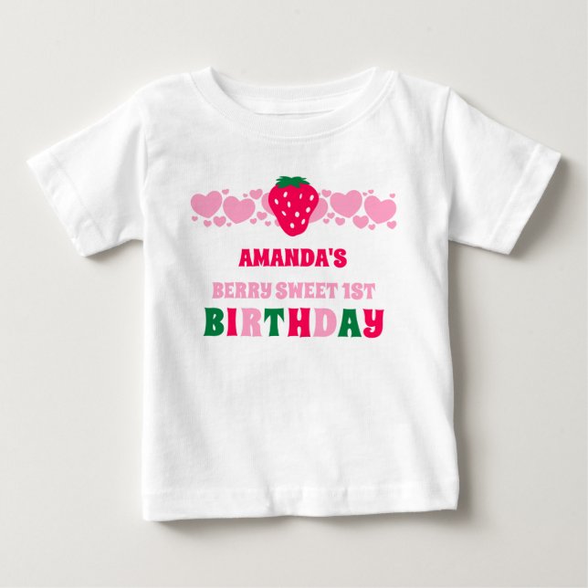 Strawberry First Birthday Celebration Guest Shirt T (Framsida)