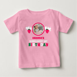 Strawberry First Birthday Celebration Photo T Shirt