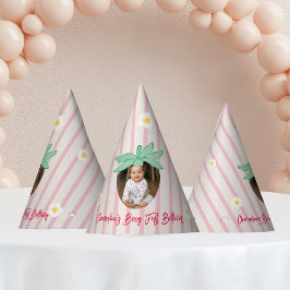 Strawberry First Birthday Party Hat with Photo