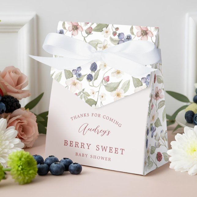 Strawberry Floral Berry Sweet Baby Shower Thank Presentaskar (Strawberry Floral Berry Sweet Baby Shower Thank Favor Boxes)