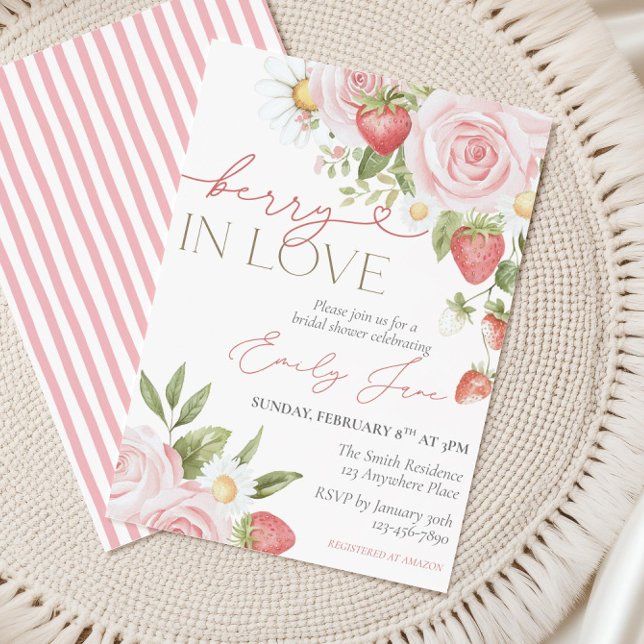 Strawberry Floral Bridal Shower Invite, Berry In  Inbjudningar (Skapare uppladdad)