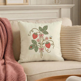 Strawberry Floral Garden Throw Pillow Kudde
