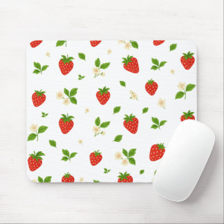 Strawberry floral pattern mouse pad, cute watercol musmatta