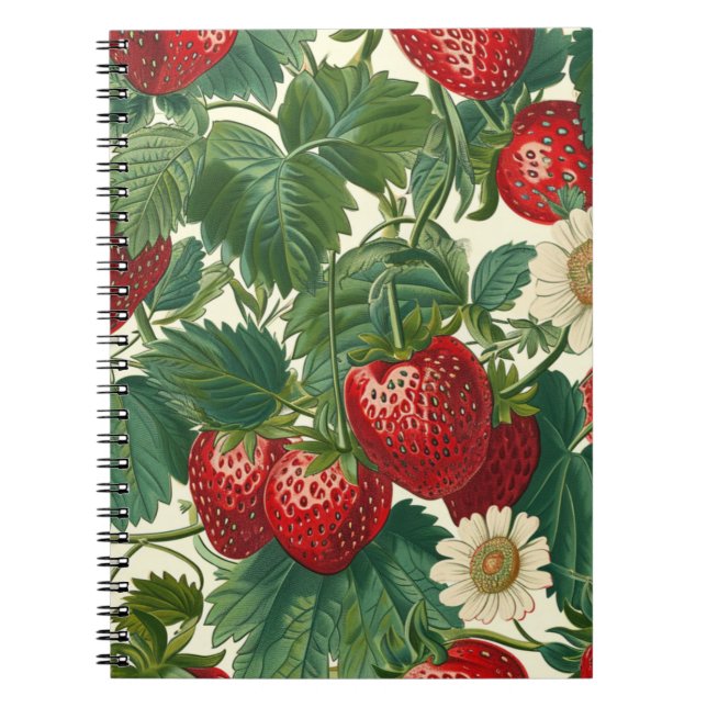 Strawberry Fruit Pattern  Anteckningsbok (Framsidan)