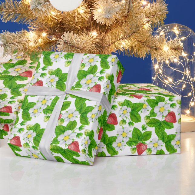 Strawberry garden wrapping paper presentpapper (Helgdagar)