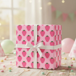 Strawberry gift wrap, cute gift wrap with fruit presentpapper
