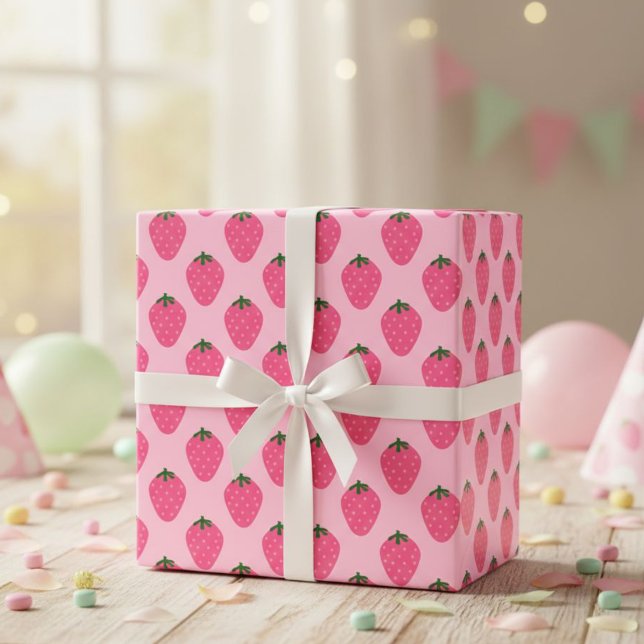 Strawberry gift wrap, cute gift wrap with fruit  presentpapper (Skapare uppladdad)