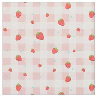 Strawberry Gingham Fabric Tyg