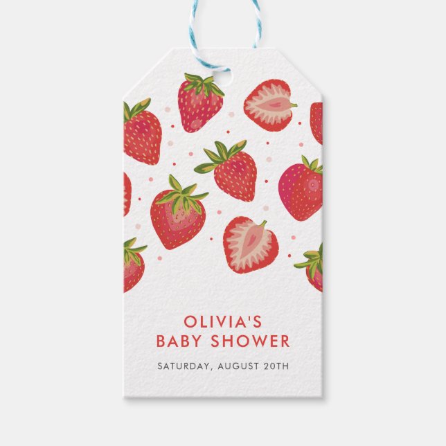 Strawberry Girls Baby Shower Presentetikett (Framsidan)