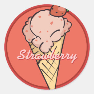 Strawberry Glass Sticker Runt Klistermärke