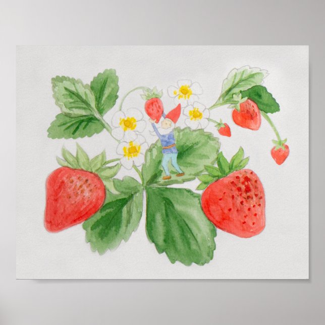 Strawberry Gnome art print Poster (Framsidan)