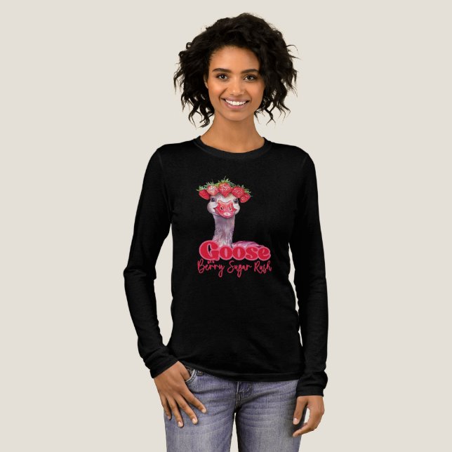 Strawberry Goose Funny Goose with Strawberries T Shirt (Hel framsida)