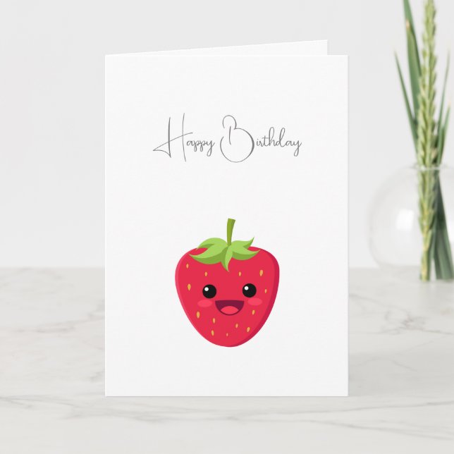 Strawberry Grattis på födelsedagen Card Tack Kort (Framsida)