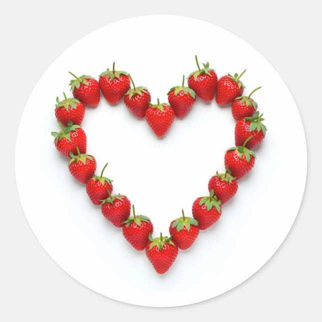 Strawberry Heart Runt Klistermärke (Framsida)